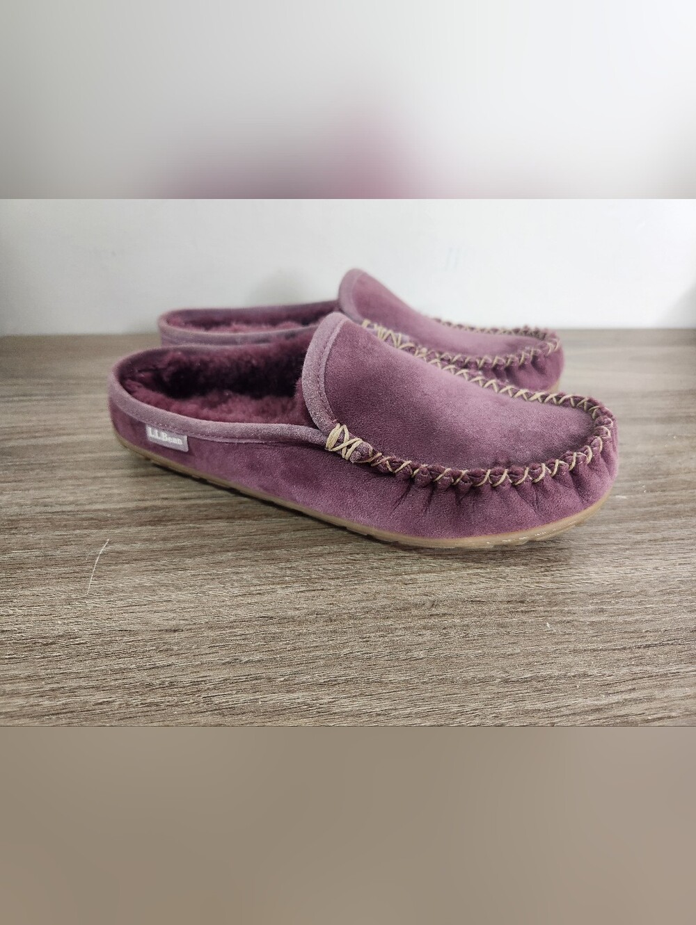 L.L.Bean Suede Shearling Lined Slippers/ Moccasins